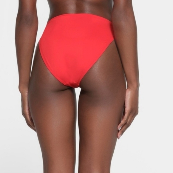 SKIMS Swim High Leg Bikini Bottom Swimsuit Panty Ruby Red Small NWT - Picture 3 of 6